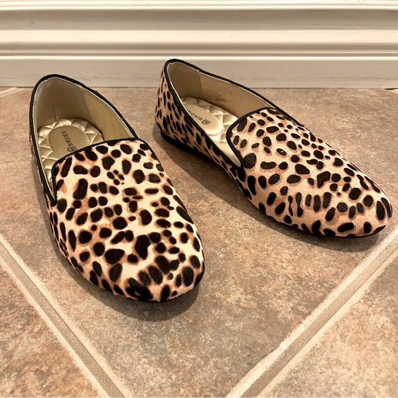 Birdies The Starling Cheetah Calf Hair Flat Loafer Size 7